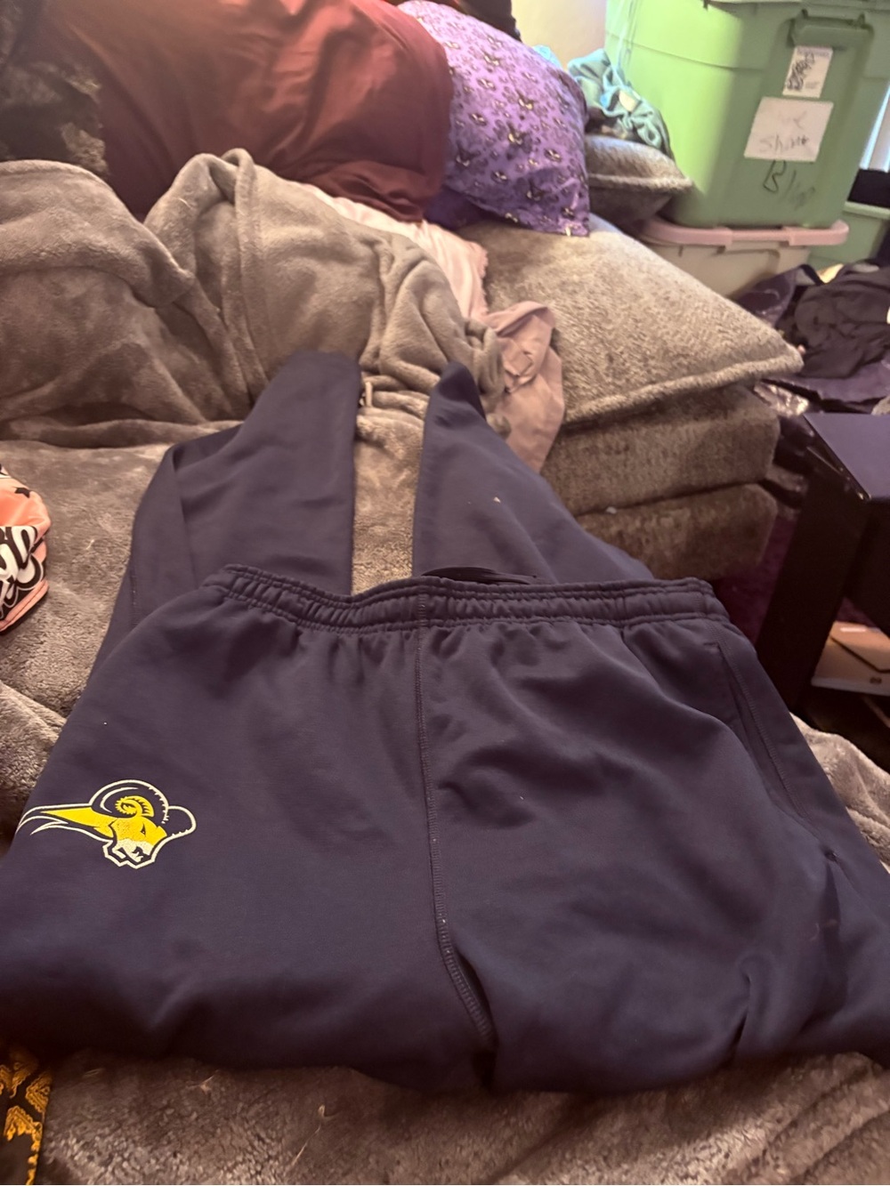 Men's Navy Blue Joggers with Yellow Ram Logo
